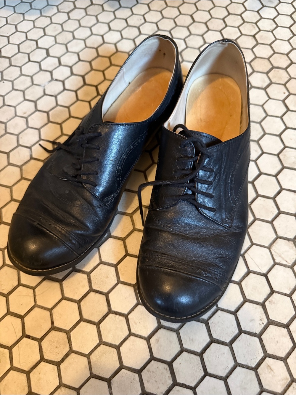 Sweet Black Leather Oxford Shoes